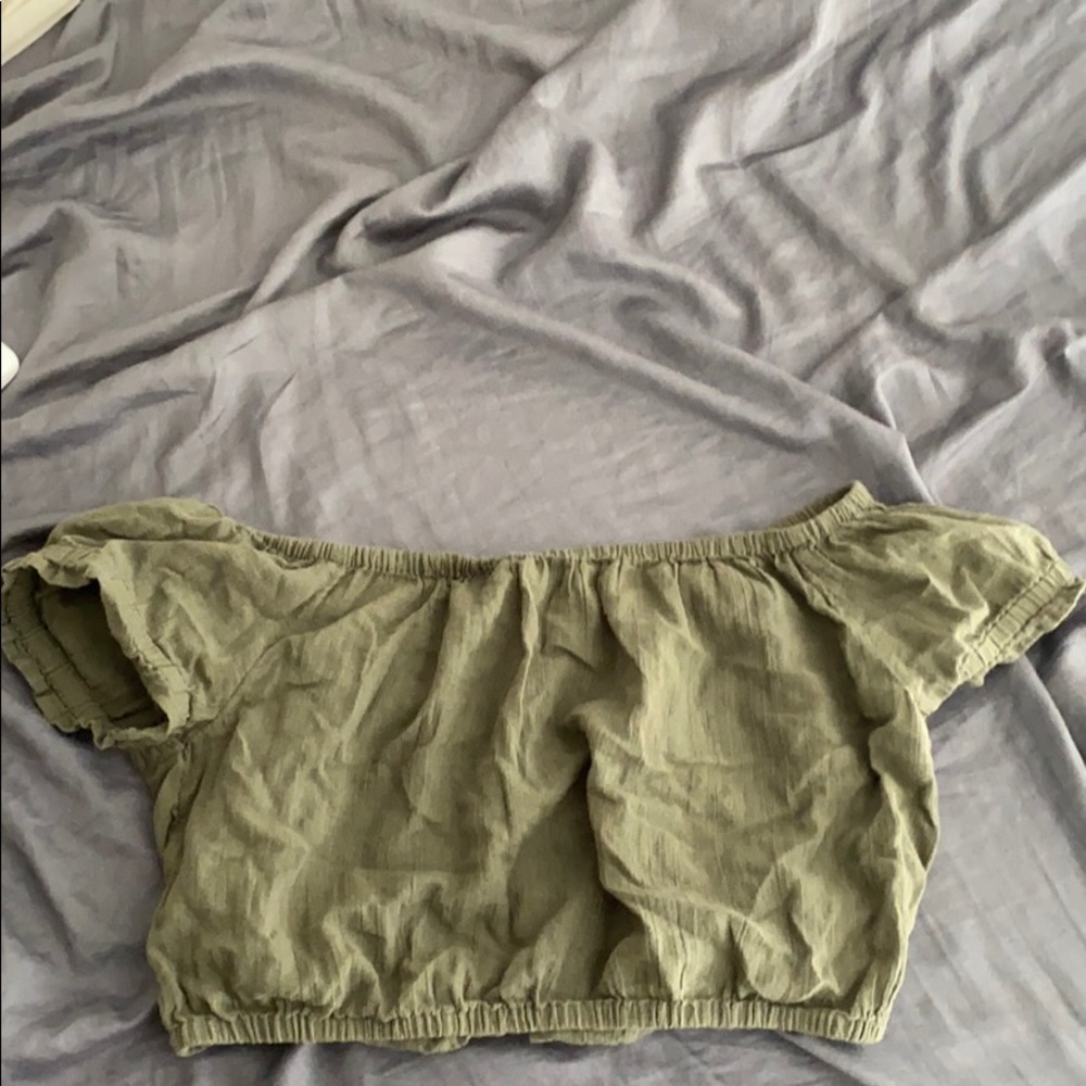 AERIE GREEN OFF SHOULDER TOP
